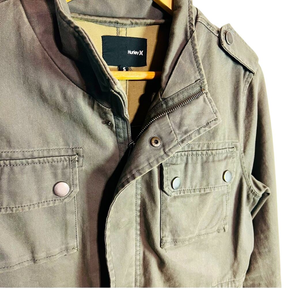 Hurley Military Utility Chore Olive Green Jacket  - Small - Picture 4 of 9